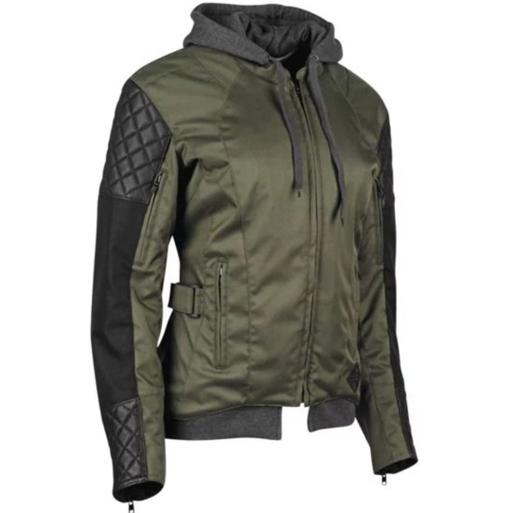 Speed & Strength Double Take Leather-Textile Womens Jacket Olive/Black